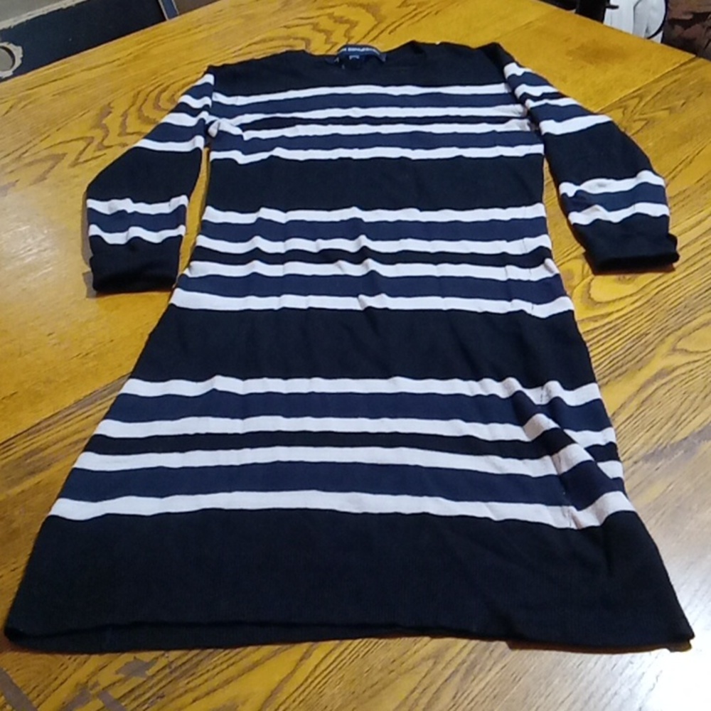 FRENCH CONNECTION 0 Women DRESS PREOWNED SWEATER BLACK WHITE Long Sleeves